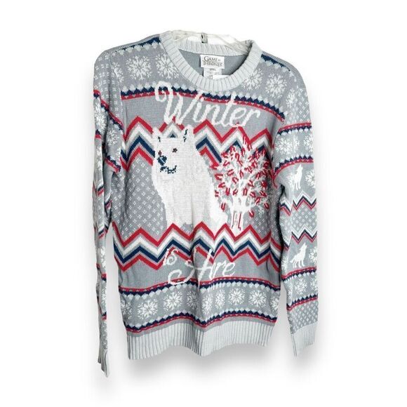 HBO Game Of Thrones Winter Is Here Direwolf House Stark Sweater Women’s Size XL - Picture 2 of 6